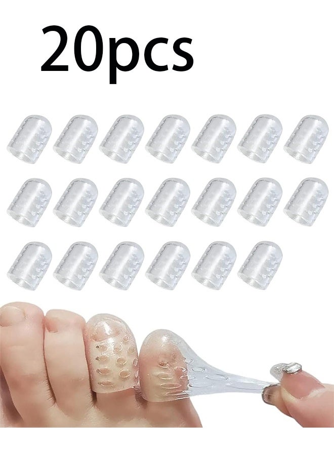 واقيات أصابع القدم السيليكون 20 قطعة، واقي أصابع القدم المقاوم للاحتكاك بالجل، واقيات أصابع قابلة للتنفس للرجال والنساء، أغطية أصابع القدم الشفافة الناعمة، أكمام أصابع السيليكون للذرة، البثور وتخفيف الألم - Image 1